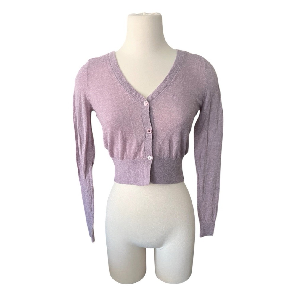 Everlane Dusty Lilac Lavender Alpaca Merino Wool Blend Cropped Cardigan Coquette